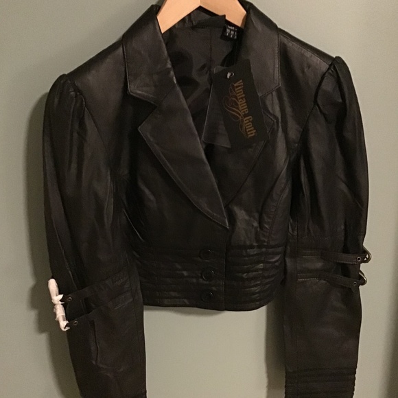 Genuine Leather Moto Cropped Jacket - Picture 1 of 5